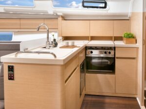 Picture of the boats interior, kitchen details